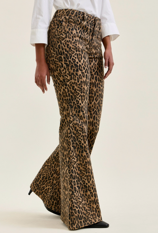 Jacqueline Flare Print Leopard Luxe Denim Pants