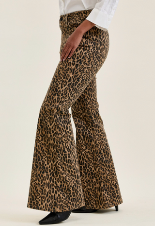 Jacqueline Flare Print Leopard Luxe Denim Pants