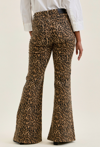 Jacqueline Flare Print Leopard Luxe Denim Pants