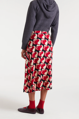 Heart Attack Print Midi Skirt