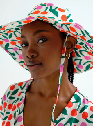 Cherry Print Crepe Hat