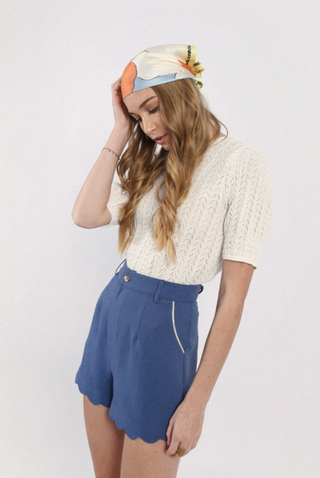 Scalloped Woven Shorts-FINAL SALE