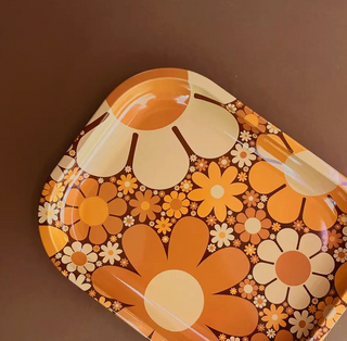70s Floral Metal Tray