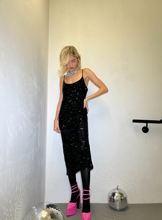 Sequin Strap Midi Dress