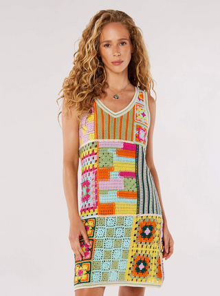 Crochet Patchwork Shift Dress