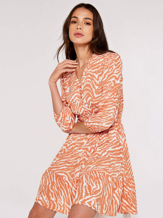 Zebra Shirred Waist Mini Dress