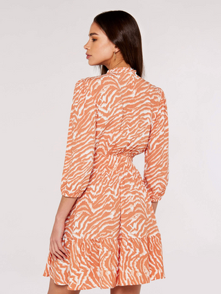 Zebra Shirred Waist Mini Dress