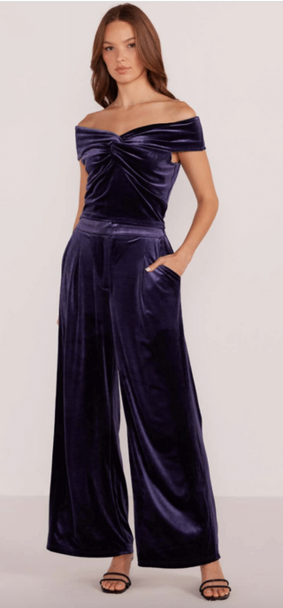 Nisha Velvet Tailored Pant - Final Sale S / SLA/BLU Nisha Velvet Tailored Pant - Final Sale S / SLA/BLU