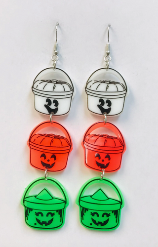 Retro Trick or Treat Bucket Dangle Earrings-FINAL SALE