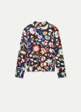 Floral Print Fitted Mock Top-FINAL SALE