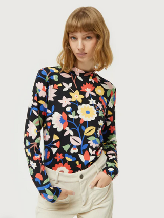 Floral Print Fitted Mock Top-FINAL SALE