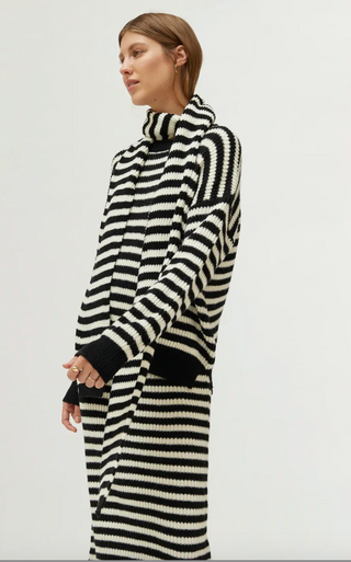 Skinny Long Stripe Knit Scarf