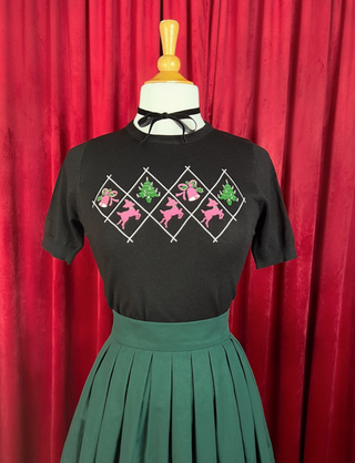 Merry Reindeer Short Sleeve Knit Top