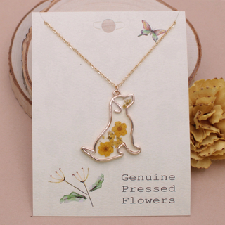 Yellow Dried Flower Dog Necklace
