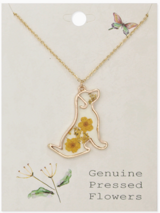 Yellow Dried Flower Dog Necklace