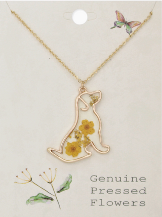 Yellow Dried Flower Dog Necklace