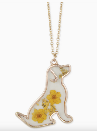 Yellow Dried Flower Dog Necklace