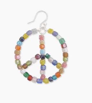 Multi Beaded Peace Sign Earrings
