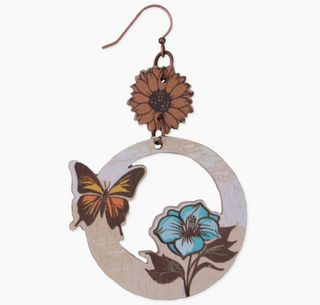 Spring Scene Butterfly Wood Earrings-FINAL SALE