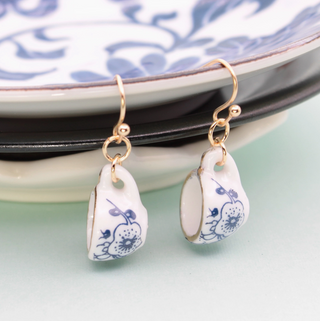 Vintage Ceramic Tiny Teacup Earrings-FINAL SALE