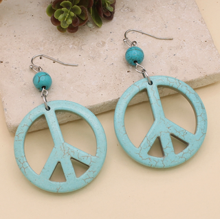 Turquoise Serenity Peace Sign Earrings-FINAL SALE