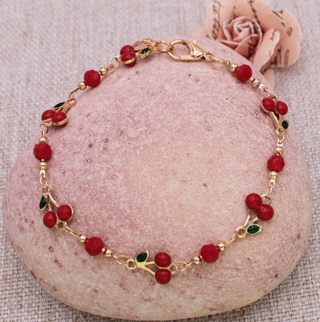 Cherry Bowl Link Gold Bracelet
