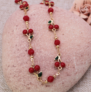 Cherry Bowl Gold Link Necklace