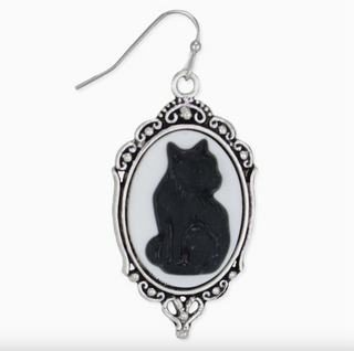 Purrfection Cat Cameo Silver Earrings