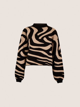 Zebra Jacquard Drop Shoulder Sweater