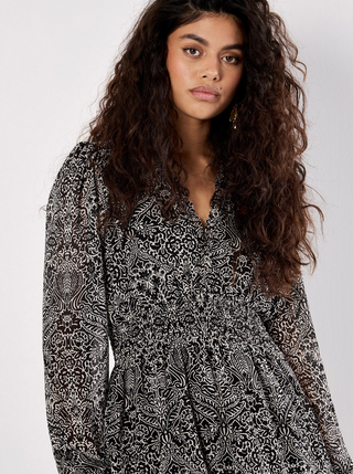 Paisley Print Ruffle Mini Dress