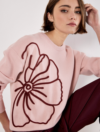 Cornelli Embroidered Big Flower Sweater