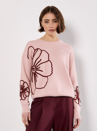 Cornelli Embroidered Big Flower Sweater