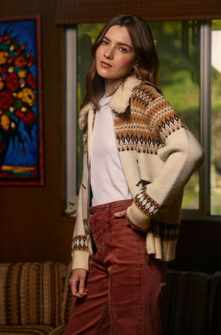 Western Horse Zip-Up Knit Cardigan Jacket