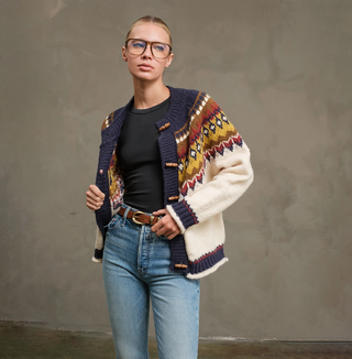 Nordic Pattern Toggle Button Knit Cardigan