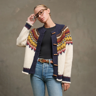 Nordic Pattern Toggle Button Knit Cardigan
