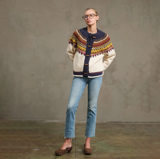 Nordic Pattern Toggle Button Knit Cardigan
