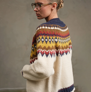 Nordic Pattern Toggle Button Knit Cardigan