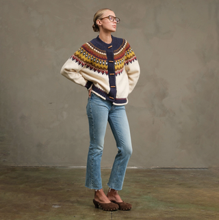 Nordic Pattern Toggle Button Knit Cardigan