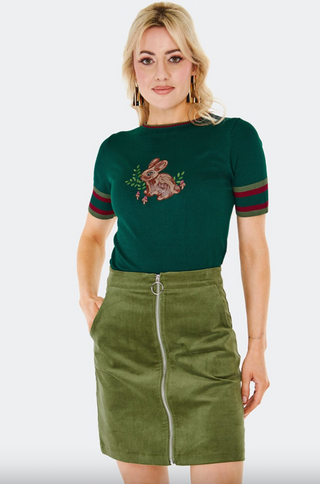 Corduroy Front Zip Mini Skirt