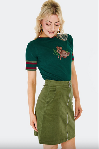 Corduroy Front Zip Mini Skirt