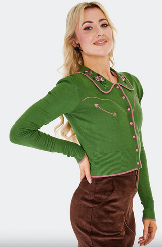 Retro Western Style Rose Embroidered Cardigan