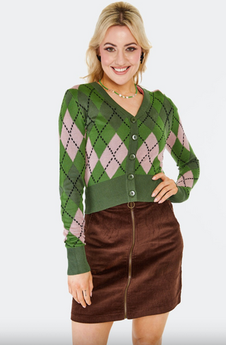 Argyle V-Neck Short Cardigan
