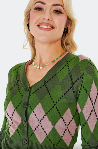 Argyle V-Neck Short Cardigan