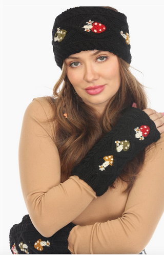 Mushroom Knit Fingerless Mittens