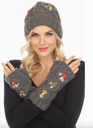 Mushroom Knit Fingerless Mittens