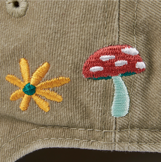 Embroidered Mushroom & Snail Baseball Cap