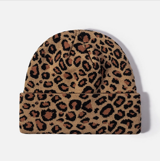 Leopard Print Knit Beanie