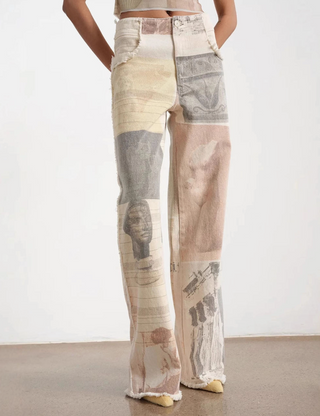 Vintage Grecian Print High Waisted Jeans