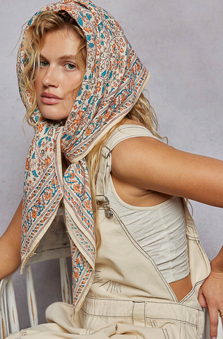 Floral Patterned Multi-Style Woven Scarf