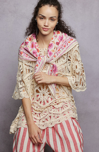 Floral Patterned Multi-Style Woven Scarf